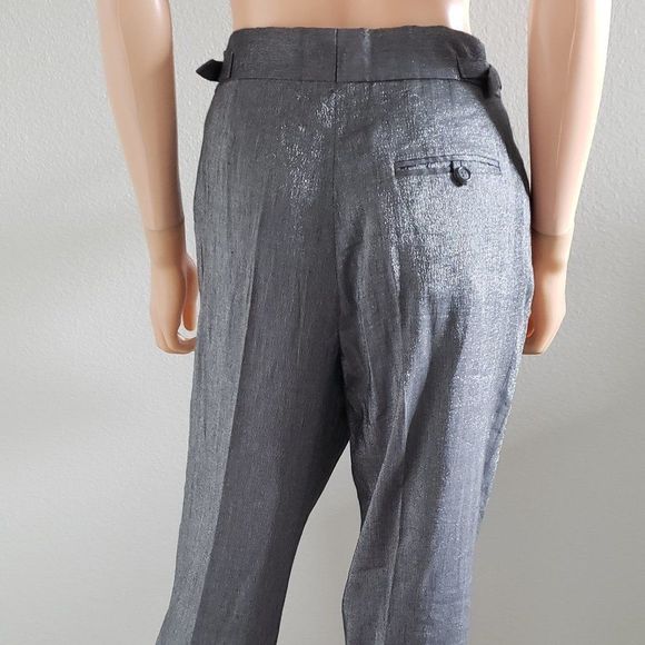 Catherine Malandrino Gray Shimmering Linen Pants M - Picture 6 of 7